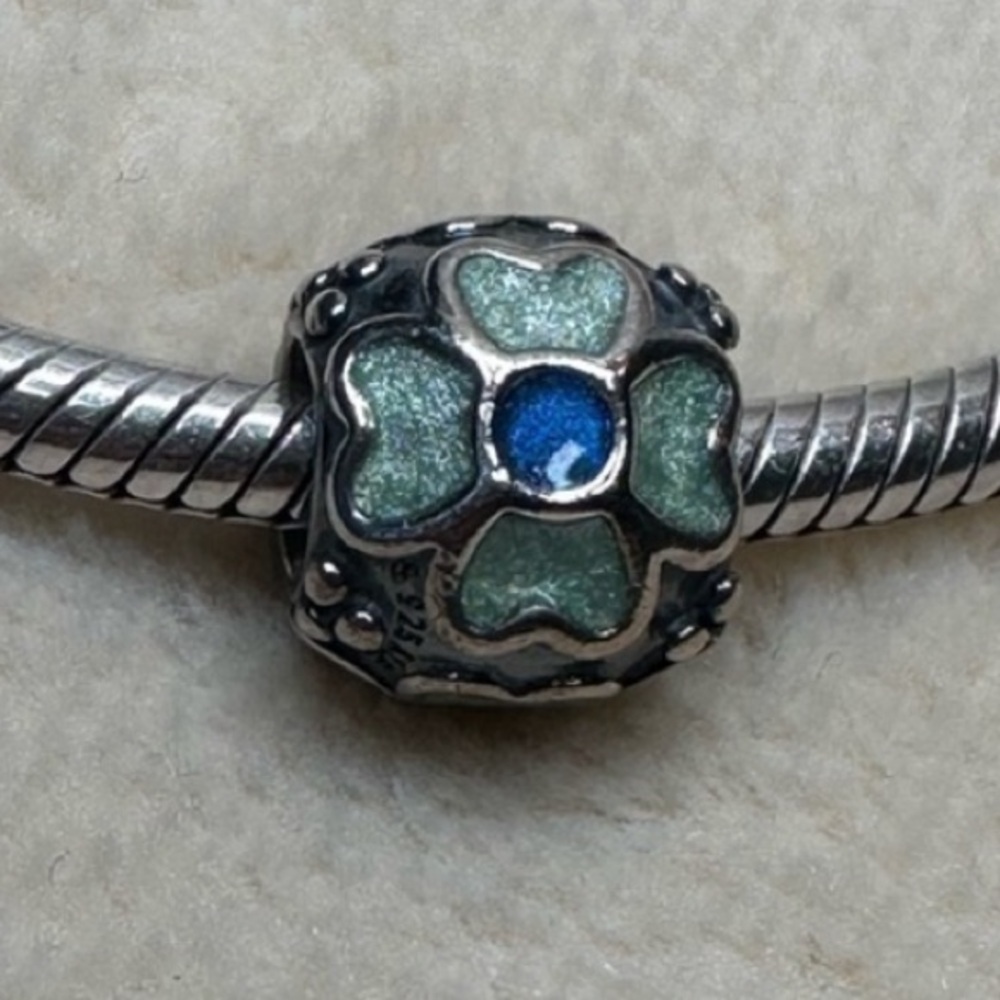 Pandora Blue Daisy Enamel Flower ALE 925 Retired #790433EB